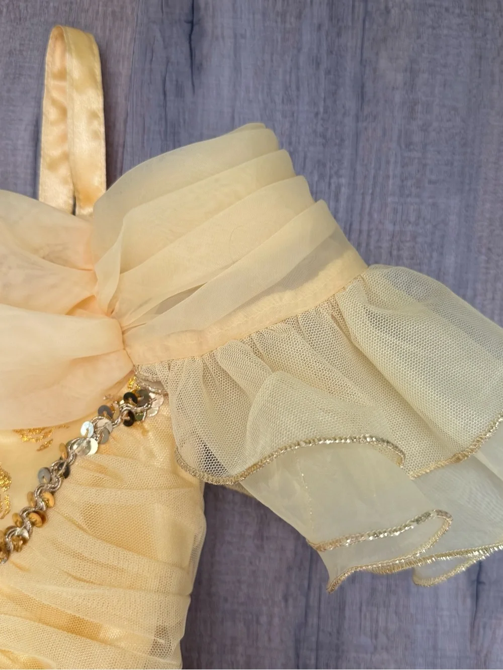 Disney Store Gold Belle Sparkle Princess Girls Kids 9/10 Tulle Dress Costume